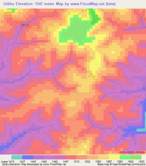 Gitibu,Burundi Elevation Map