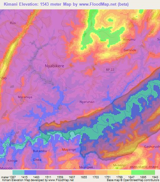 Kimani,Burundi Elevation Map