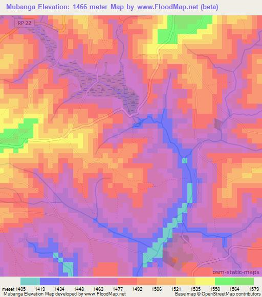 Mubanga,Burundi Elevation Map