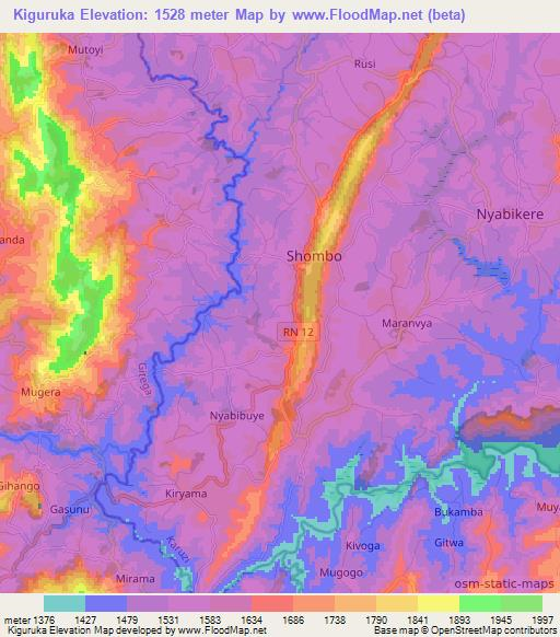 Kiguruka,Burundi Elevation Map