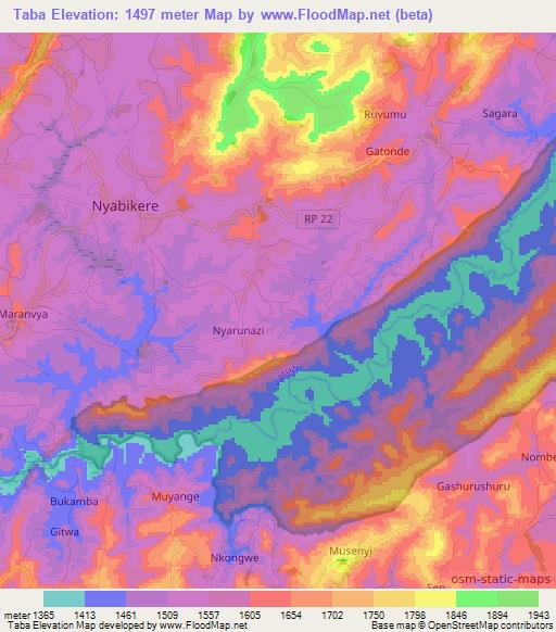 Taba,Burundi Elevation Map