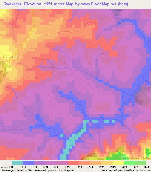 Rwakagari,Burundi Elevation Map