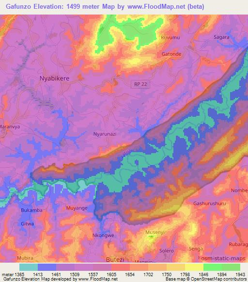 Gafunzo,Burundi Elevation Map
