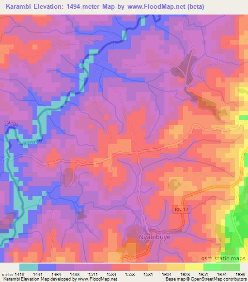 Karambi,Burundi Elevation Map