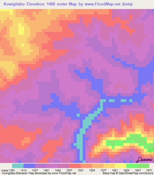 Kuwigitabu,Burundi Elevation Map