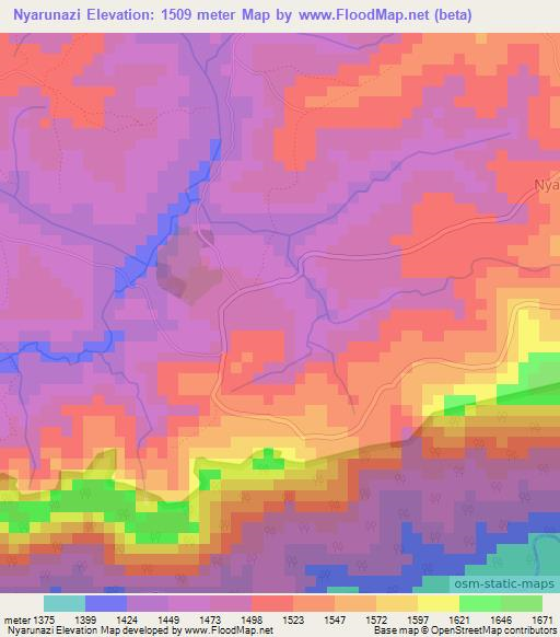 Nyarunazi,Burundi Elevation Map