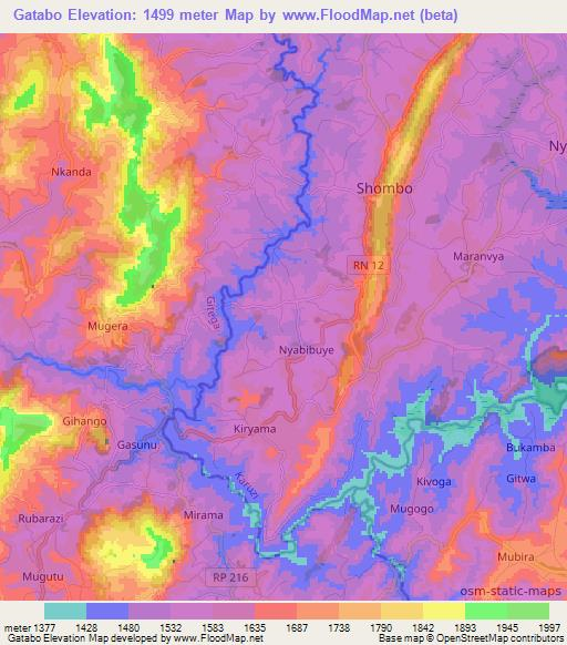 Gatabo,Burundi Elevation Map