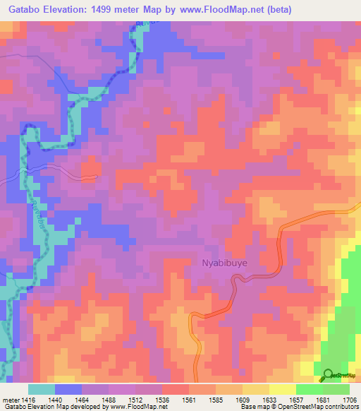 Gatabo,Burundi Elevation Map