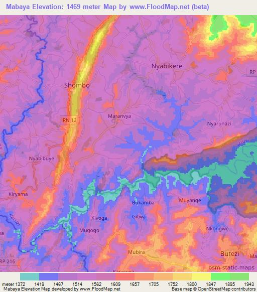 Mabaya,Burundi Elevation Map