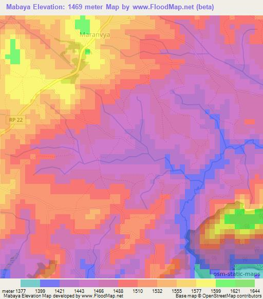 Mabaya,Burundi Elevation Map