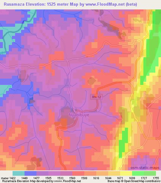 Rusamaza,Burundi Elevation Map