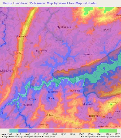 Ranga,Burundi Elevation Map