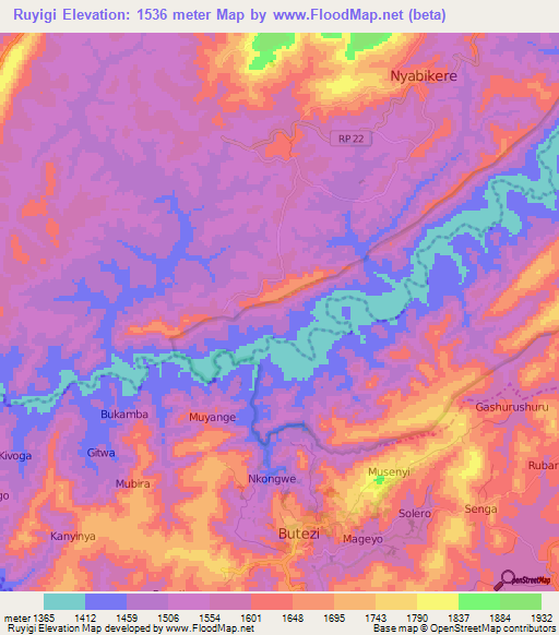 Ruyigi,Burundi Elevation Map