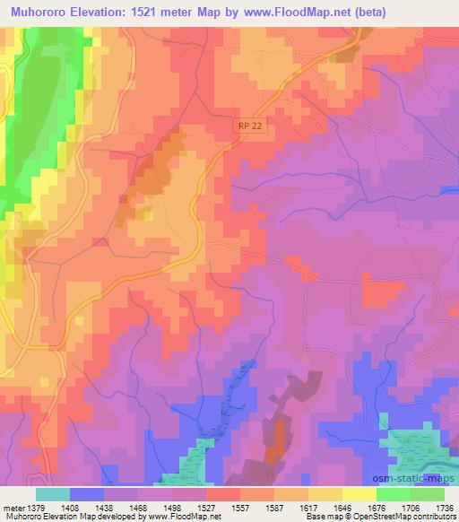 Muhororo,Burundi Elevation Map