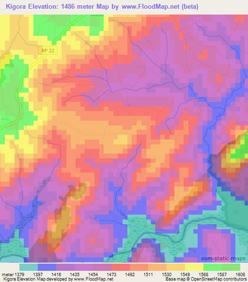 Kigora,Burundi Elevation Map