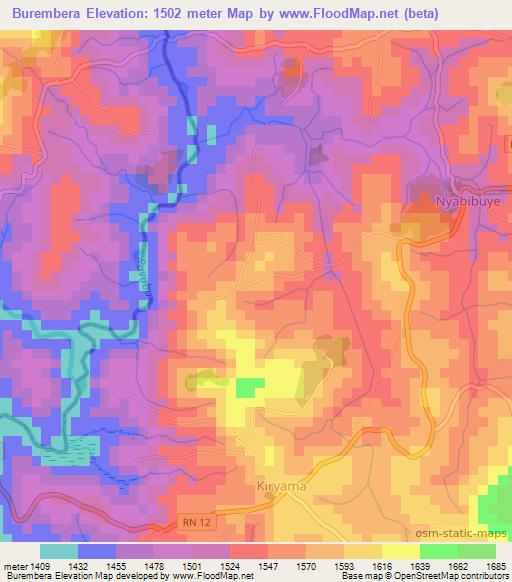 Burembera,Burundi Elevation Map