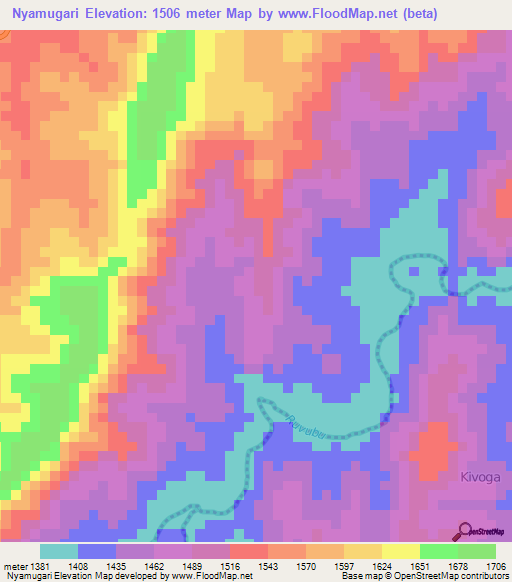 Nyamugari,Burundi Elevation Map