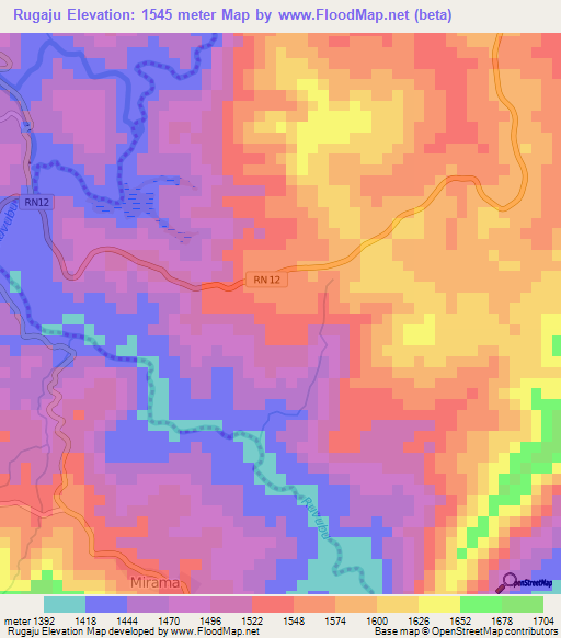 Rugaju,Burundi Elevation Map