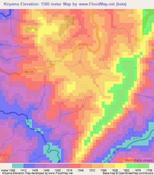 Kiryama,Burundi Elevation Map