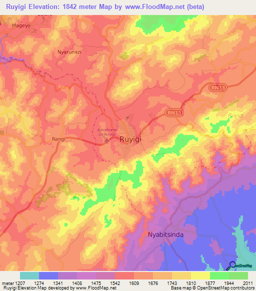 Ruyigi,Burundi Elevation Map