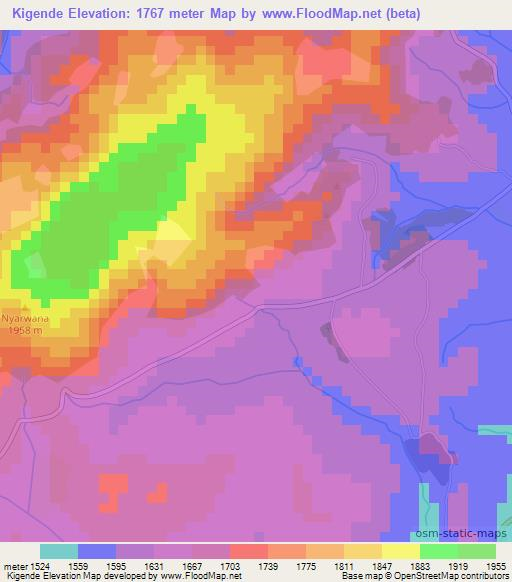 Kigende,Burundi Elevation Map