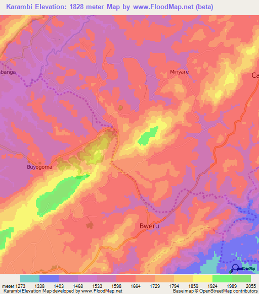 Karambi,Burundi Elevation Map