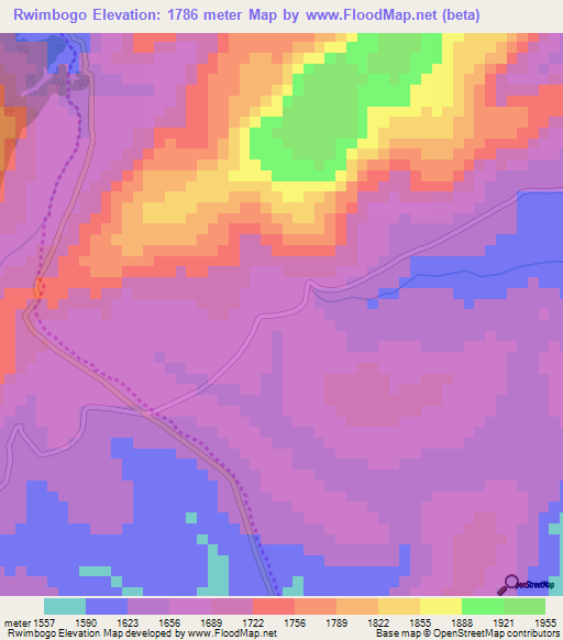 Rwimbogo,Burundi Elevation Map