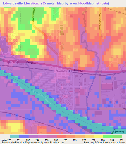 Edwardsville,US Elevation Map