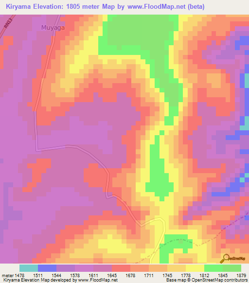 Kiryama,Burundi Elevation Map