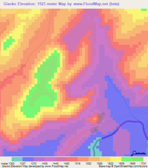 Gisoko,Burundi Elevation Map