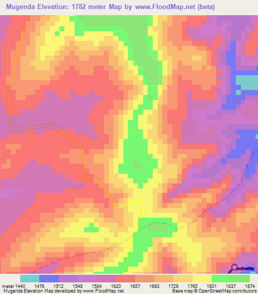 Mugenda,Burundi Elevation Map