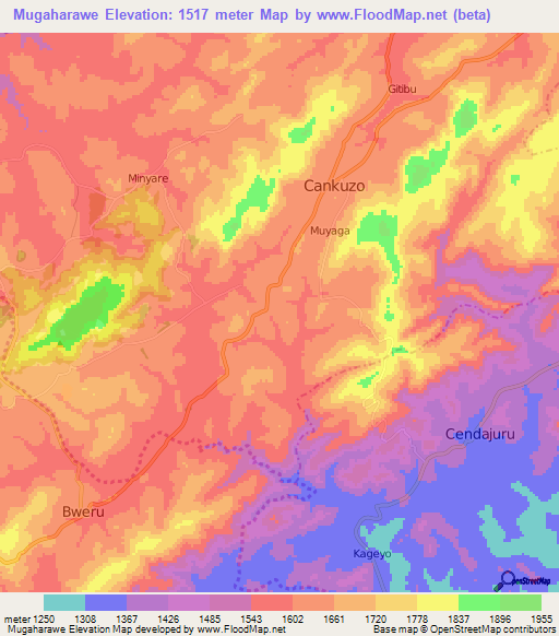 Mugaharawe,Burundi Elevation Map