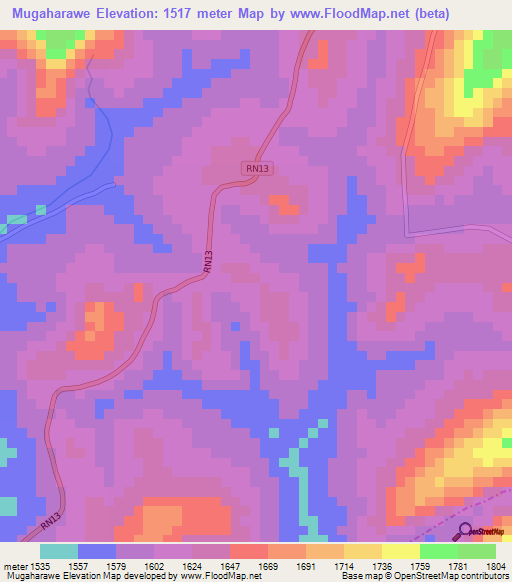 Mugaharawe,Burundi Elevation Map