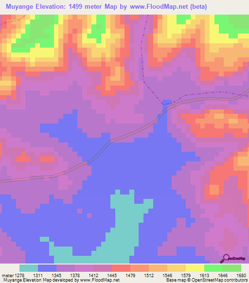 Muyange,Burundi Elevation Map