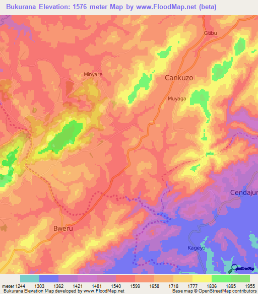 Bukurana,Burundi Elevation Map