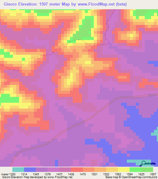 Gisoro,Burundi Elevation Map