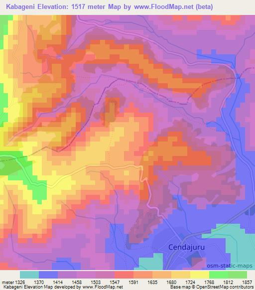 Kabageni,Burundi Elevation Map