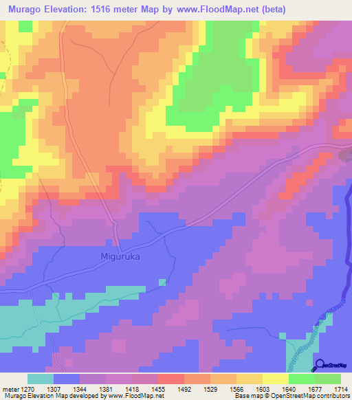 Murago,Burundi Elevation Map