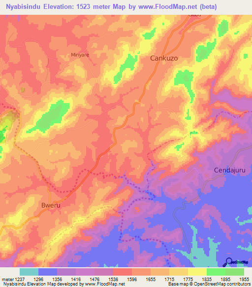 Nyabisindu,Burundi Elevation Map