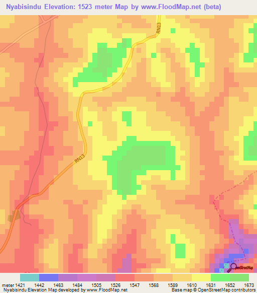 Nyabisindu,Burundi Elevation Map