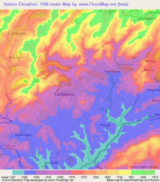 Duhiro,Burundi Elevation Map