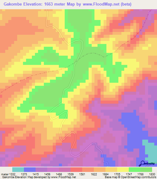 Gakombe,Burundi Elevation Map