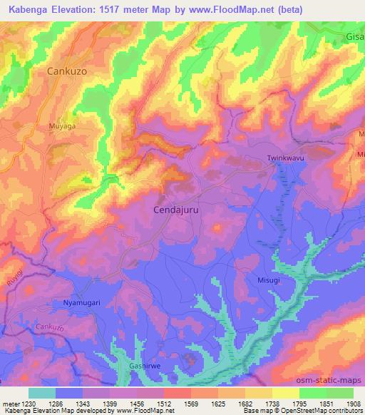 Kabenga,Burundi Elevation Map