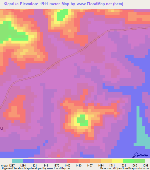 Kigarika,Burundi Elevation Map