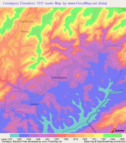 Cendajuru,Burundi Elevation Map