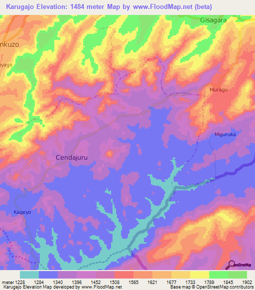 Karugajo,Burundi Elevation Map