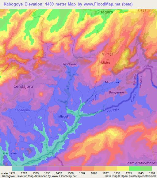 Kabogoye,Burundi Elevation Map