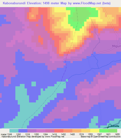 Kabonaburundi,Burundi Elevation Map