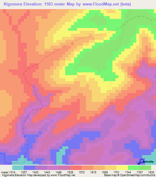 Kigomera,Burundi Elevation Map