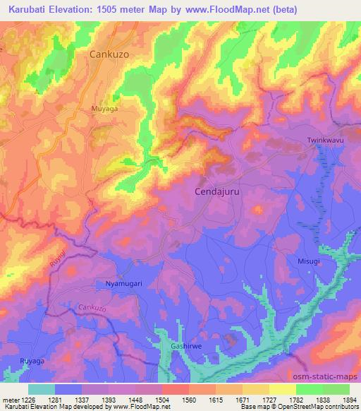 Karubati,Burundi Elevation Map